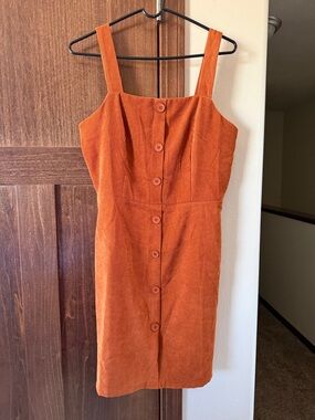 SHEIN Rust Orange Button-Front Midi Dress